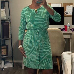 Green Geometric Pattern Dress